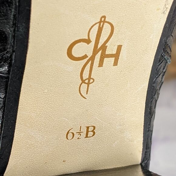 Cole Haan Nike Air Snakeskin Embossed Black Leather Boots with Stiletto Heels - Picture 10 of 10